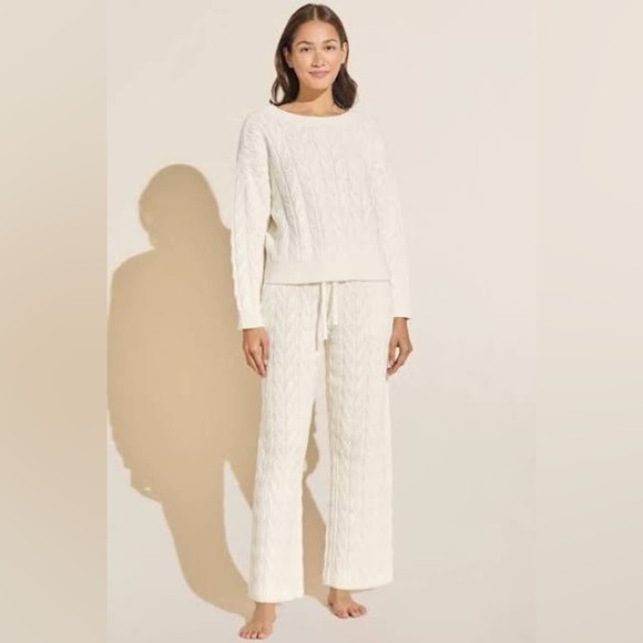 Eberjey Cream Cable Knit Pants Size Small - Picture 3 of 7